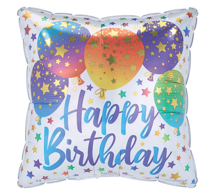Happy Birthday balloons and stars foil balloon