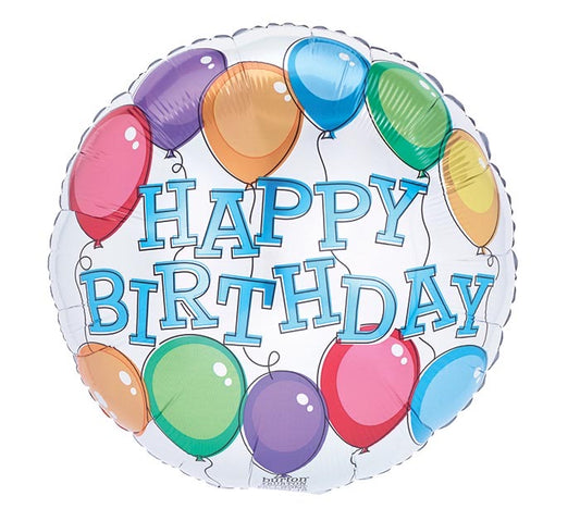 Happy Birthday Balloons on White foil balloon