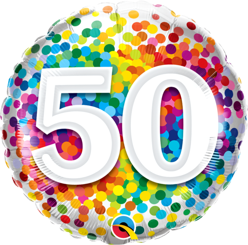 50th Birthday Rainbow Dots Foil Balloon