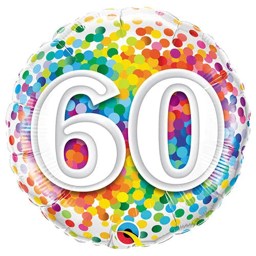 60th Birthday Rainbow Dots Foil Balloon