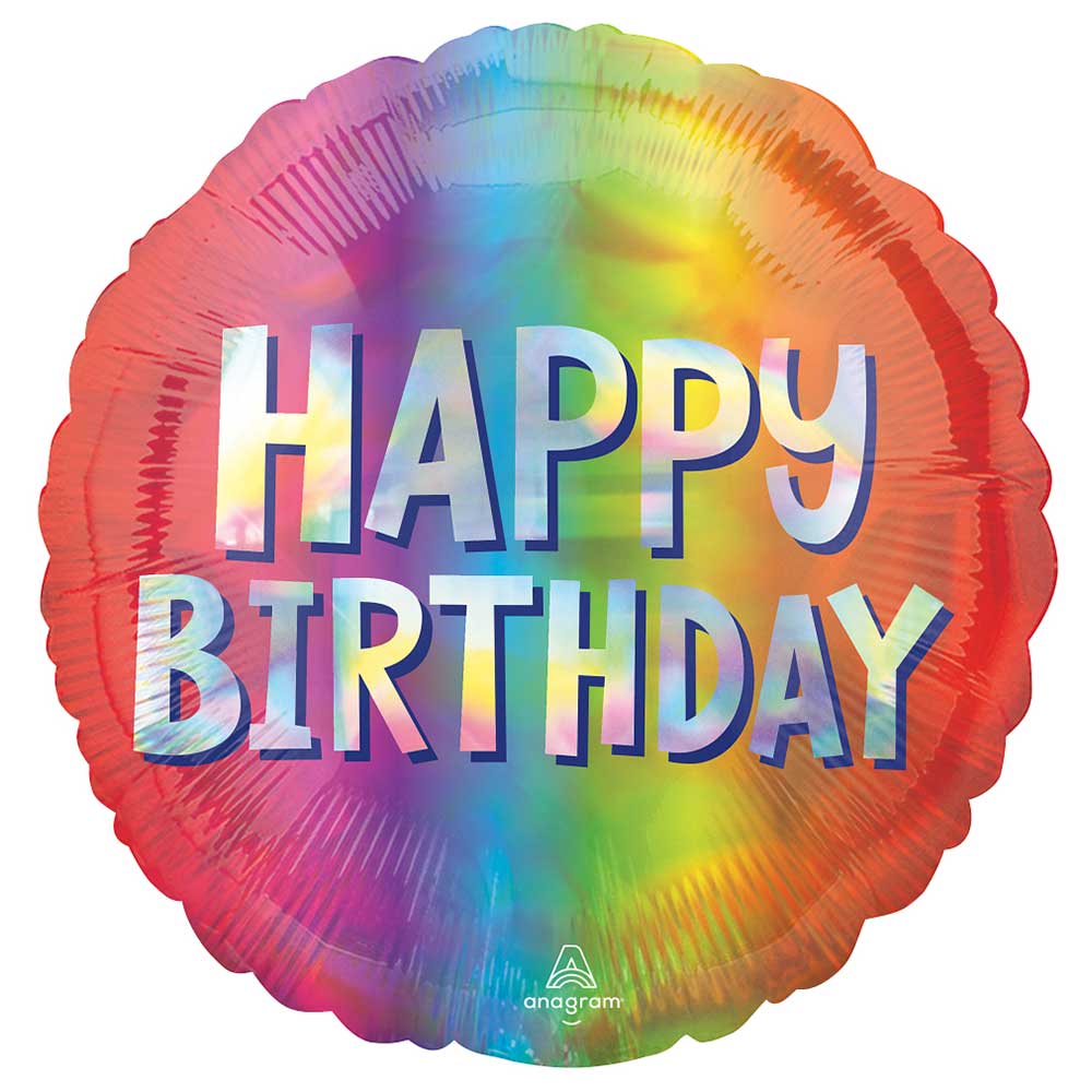 Ombré Silver Happy Birthday Foil Balloon