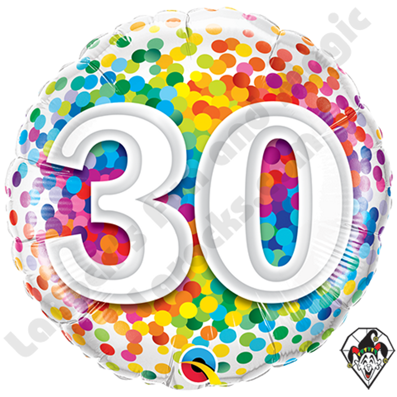 30th Birthday Rainbow Dots Foil Balloon
