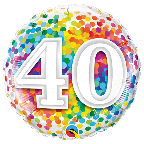 40th Birthday Rainbow Dots Foil Balloon