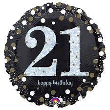 Sparkling 21 Happy Birthday Foil Balloon