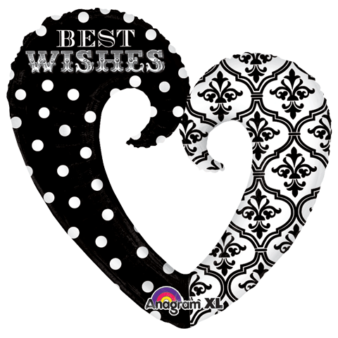 Best Wishes Damask Heart Foil Balloon