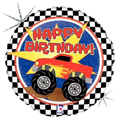Monster Truck Checker Birthday Foil Balloon