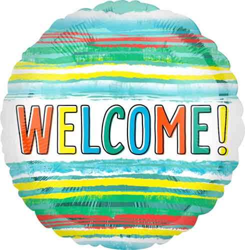 Welcome Stripes Foil Balloon