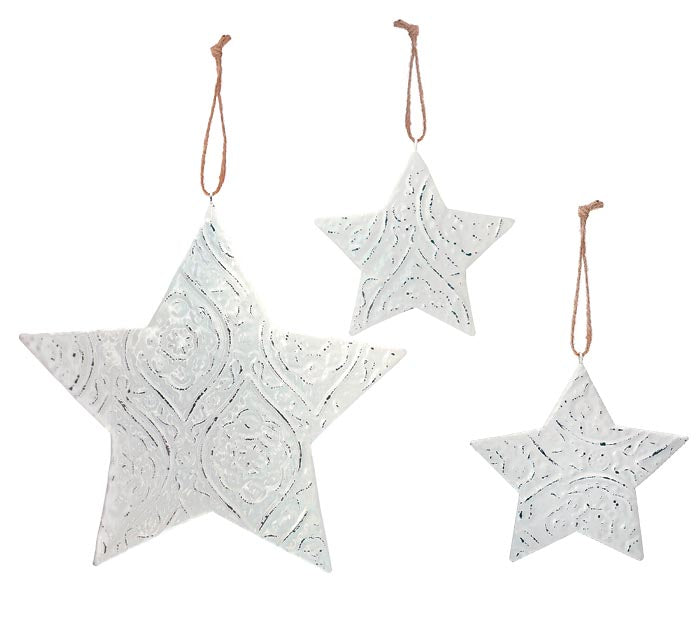 Large embossed tin star ornament