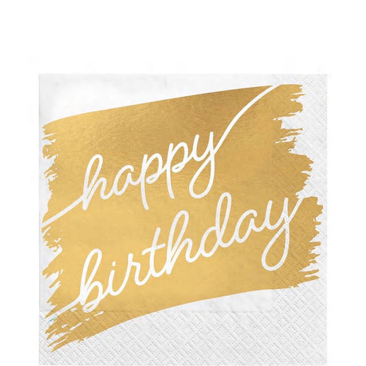 Gold Happy Birthday Luncheon Napkins