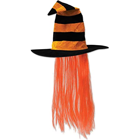 Witch Hat with Hair Orange
