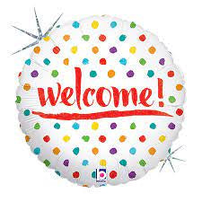 Welcome Dots Foil Balloon