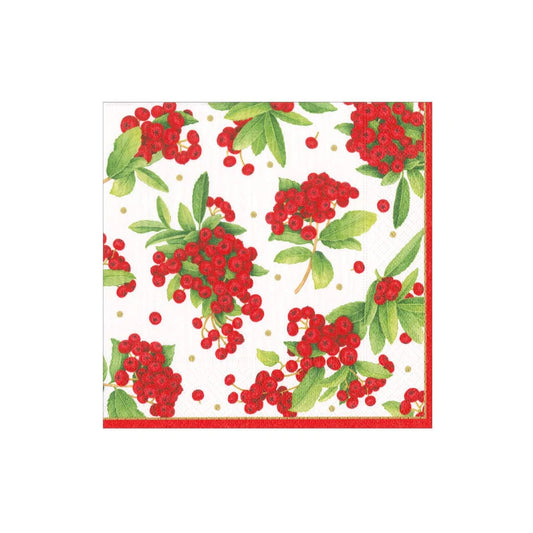 Christmas Berry Red Cocktail Napkin