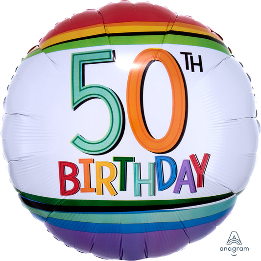 Rainbow 50th Birthday Balloon