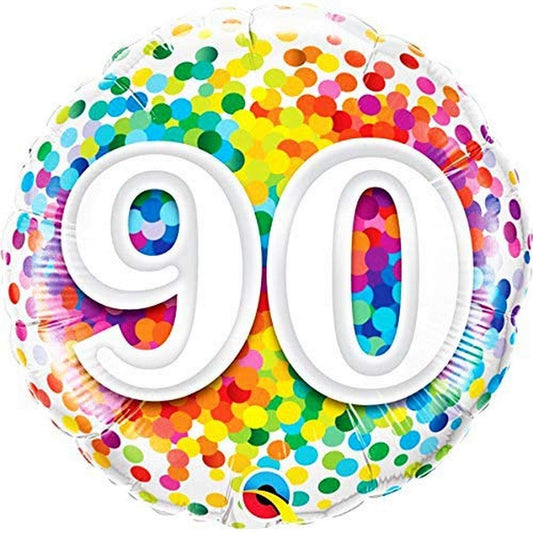 Rainbow confetti 90th Birthday