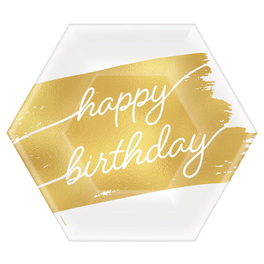 Gold Happy Birthday Dessert Plates