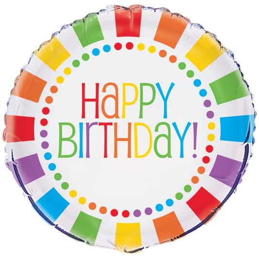 Happy Birthday Silver Rainbow Foil Balloon