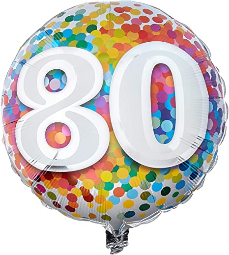80th Birthday Rainbow Dots Foil Balloon