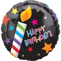 Happy Birthday Black Candles Foil Balloon