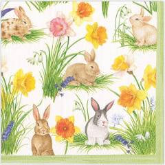 Bunnies and Daffoodil Beverage Napkins