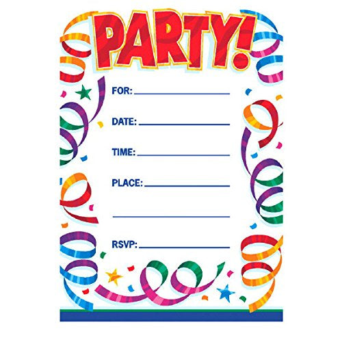 Party Invitations Streamers 8 ct.