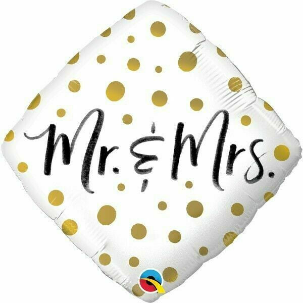Mr & Mrs Gold Dots Foil Balloon