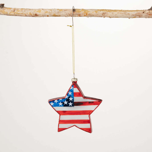 Patriotic Star Glass Ornament
