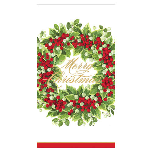 Holly and Berry Wreath Guest Towel