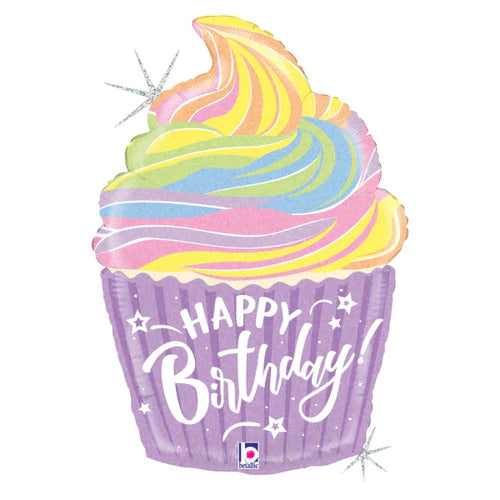 Pastel Cupcake Birthday Foil Balloon