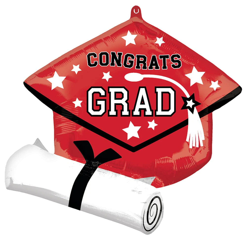 Grad Cap & Diploma Red