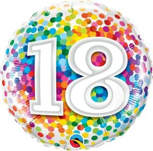 18th Birthday Rainbow Dots Foil Balloon