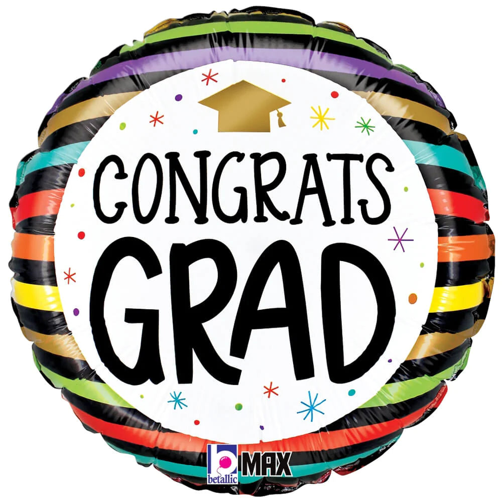 Congrats Grad Stripes Foil Balloon