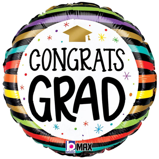 Congrats Grad Stripes Foil Balloon