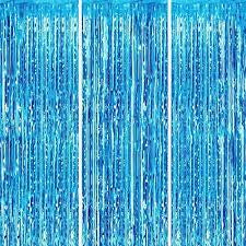 Metallic Blue Fringe Drape