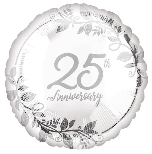 Silver Leaf 25th Anniversary Foil Balloon