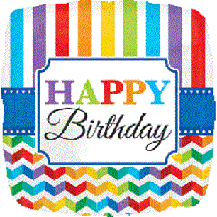 Happy Birthday bright Stripes Foil Balloon