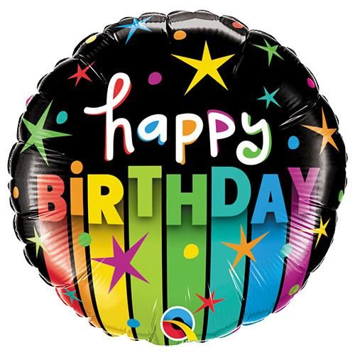 Happy Birthday Colorful Stripes  Foil Balloon