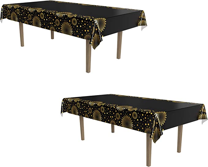 Black and Gold Celebrate Table Cover