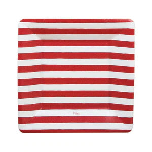 Caspari Red and White Stripe Dinner Plate