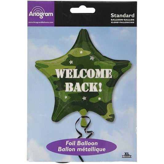 Welcome Back Camo Star Foil Balloon