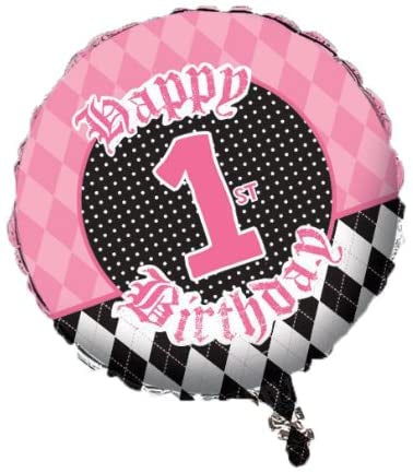 First Birthday Girl Plaid Foil Balloon